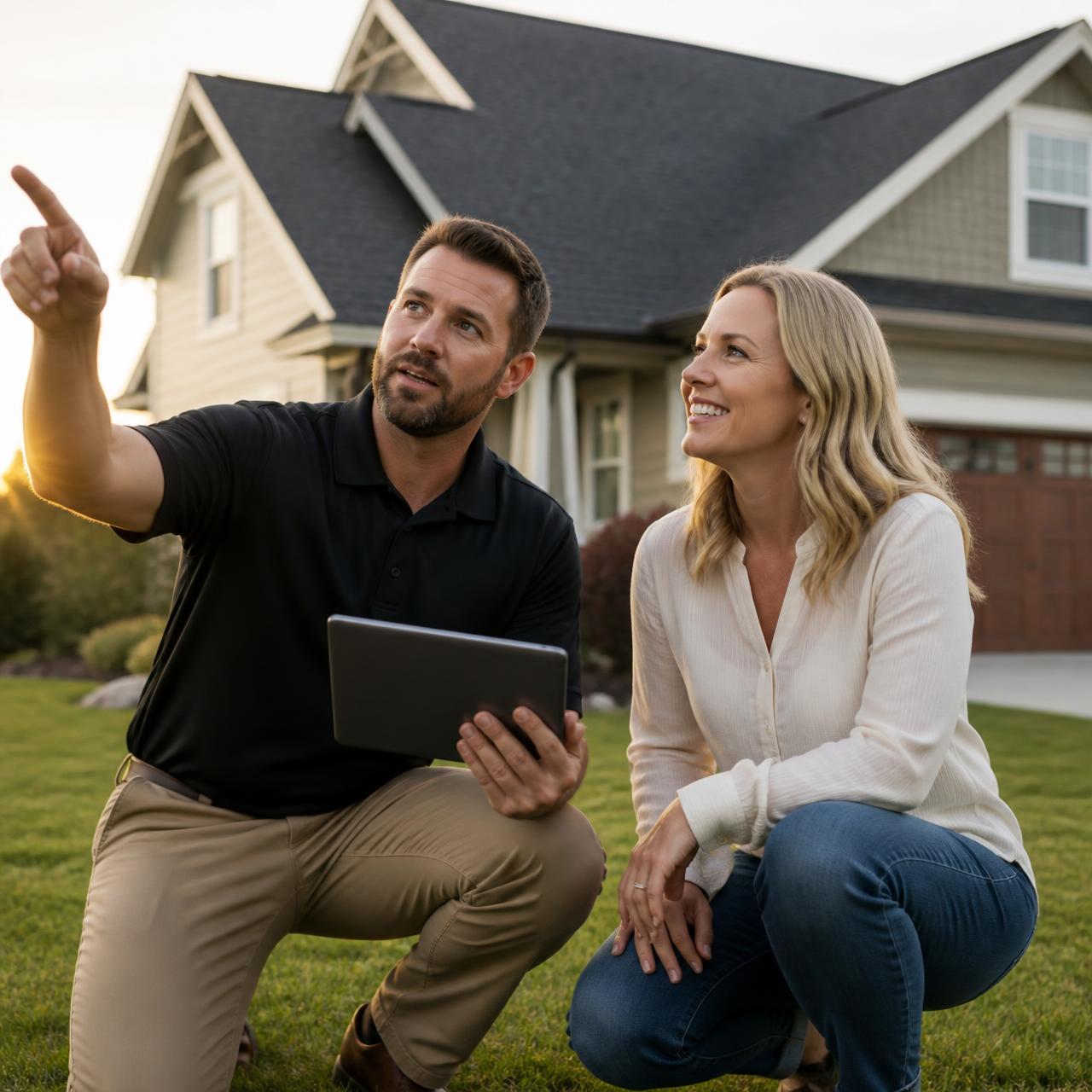 H&K Roof Revival consultant discussing roof options with a homeowner